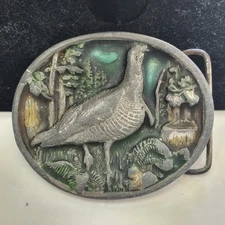 Vintage Bergamot Brass Works Belt Buckle Wild Turkey Made In USA 3in x 2in 