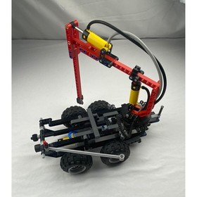 Vintage LEGO Technic Pneumatic Crane Truck Chassis Red Black Yellow 8460 8431