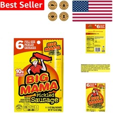 Big Mama Pickled Sausages 6 Count 2.4 Oz Savory Keto Friendly Snack
