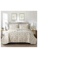 Bupird Floral Queen Quilt Set 3 Pieces Soft Lightweight Microfiber Bedspread