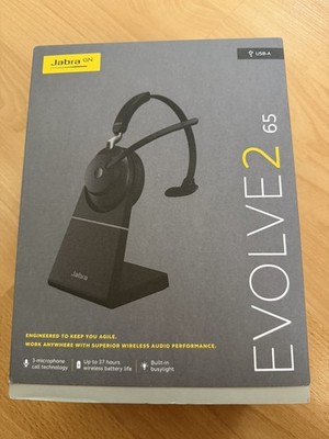 Jabra Evolve 2 65 WirelessBluetooth Mono Headset Ladestation Microsoft MS Teams 