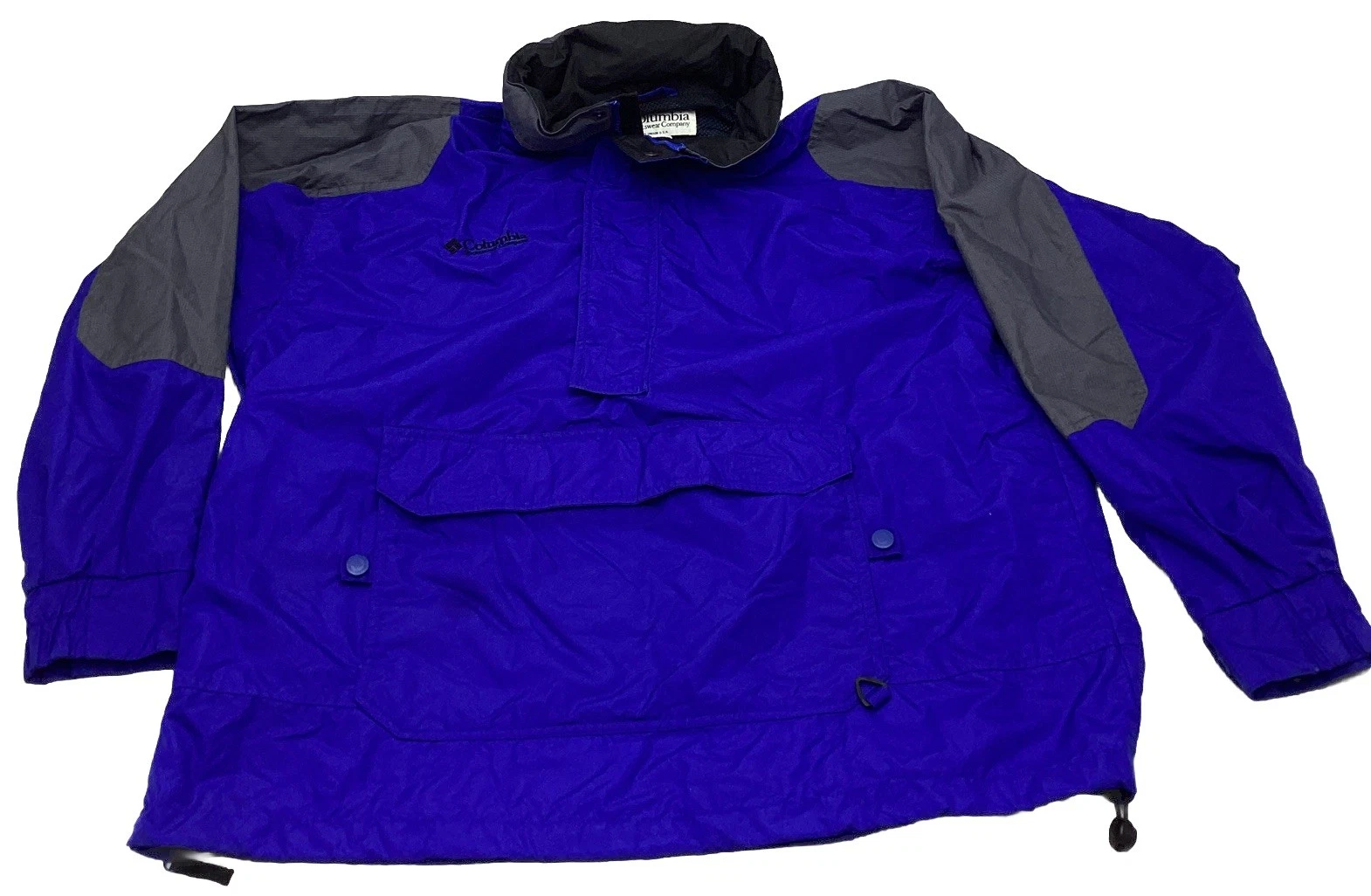 Columbia Jacket Mens Large Blue Gray Half Zip Light Weight Windbreaker Coat