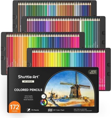Shuttle Art Buntstifte Set 172 Farben Holzstifte Weichwachs