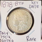 * 1878 8TF * RARE KEY DATE 90% MORGAN SILVER DOLLAR LOT #A66