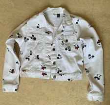 Disney Denim Jacket White Minnie Mickey Size Junior M