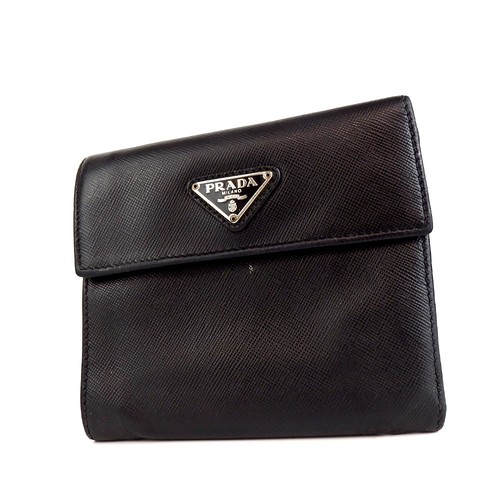 Authentic PRADA Saffiano trifold wallet leather[Used]