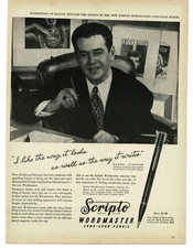 1946 Scripto Mechanical Pencil Harry Conover Vintage Print Ad