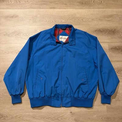 VTG Field & Stream Bomber Jacket Men's 1X Big Blue 80s 90s Bi Swing Plaid Lined