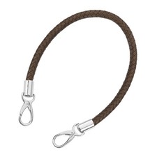 50cm Short Leather PU Braided Purse Replacement Handle - Dark Coffee, Silver