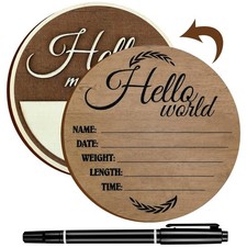 Hello World Baby Announcement Sign Birth Announcement Sign for Hospital Woode...