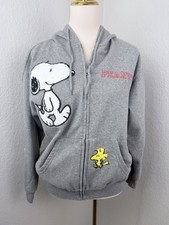 Peanuts Women's Snoopy Full Zip Sweatshirt Hoodie Chenille Patches Medium