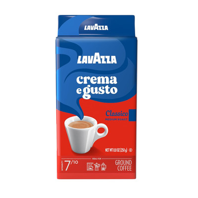 Crema E Gusto Ground Coffee, Medium Roast, Arabica and Robusta Blend, 8.8 Oz Bri