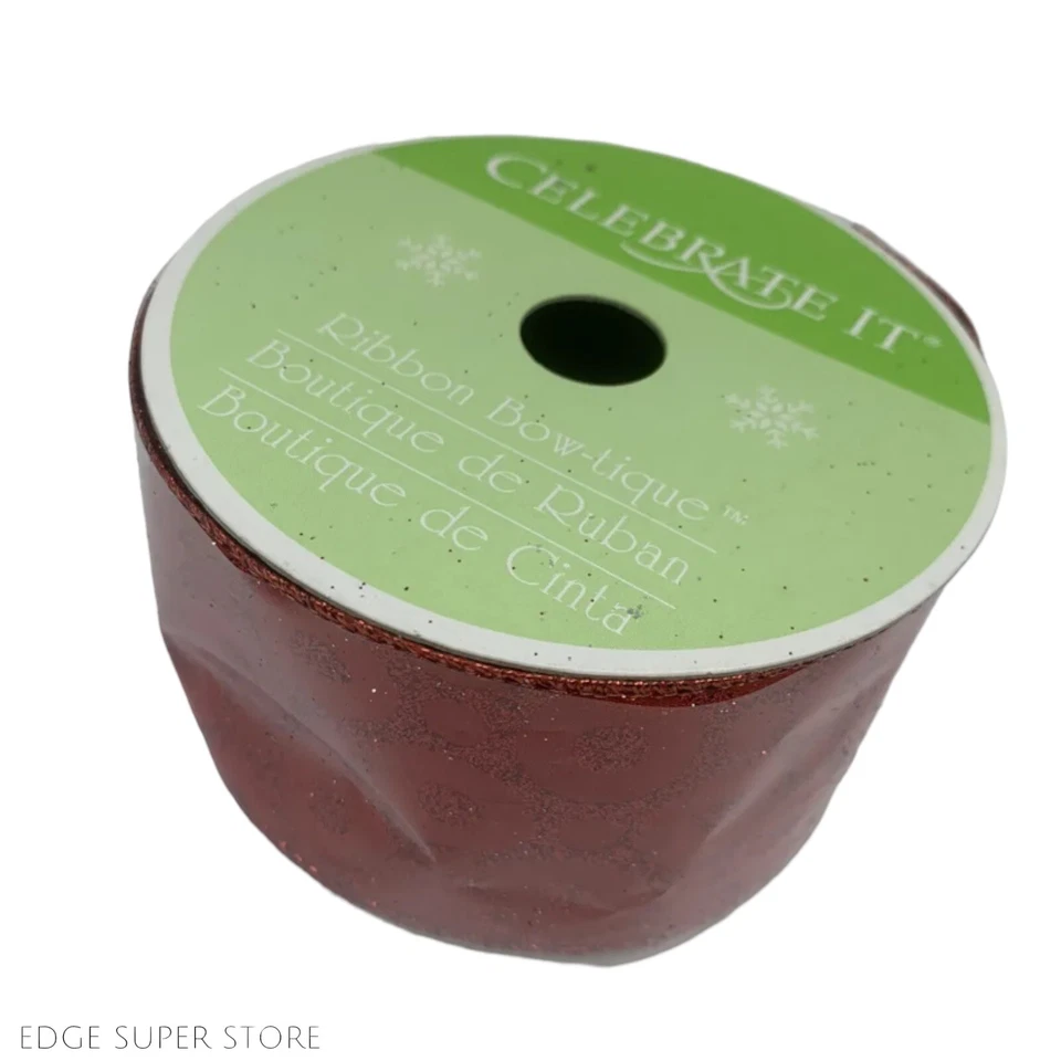 Círculos brillantes a lunares Celebrate It rojo brillante cinta de borde con cable ancho grueso Foto 2 de 4