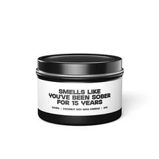 15 Years Sober Sobriety Candles Gifts for Her Funny Scented Vanilla Coffee Tin