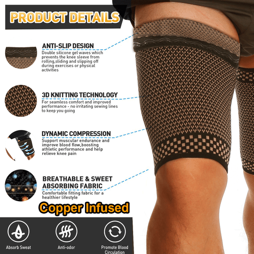Copper Thigh Leg Support Hamstring Quadriceps Wrap Groin Quad Braces Compression - Picture 4 of 14