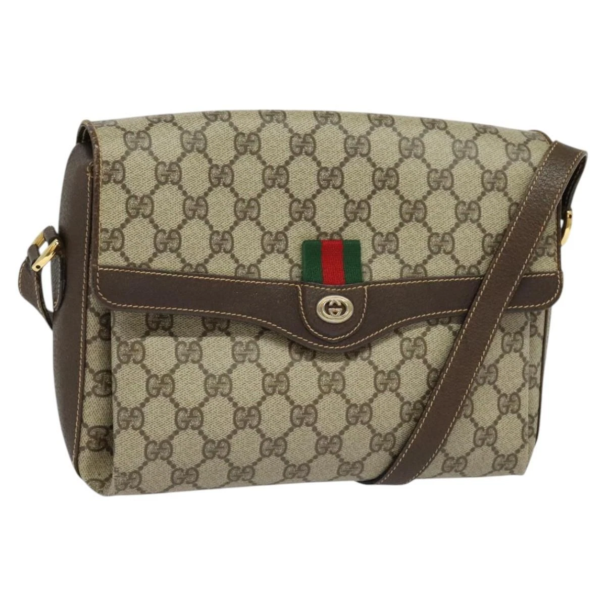 Sac GUCCI GG Supreme Web Sherry Line PVC beige or 904 02 084 authentique BA804