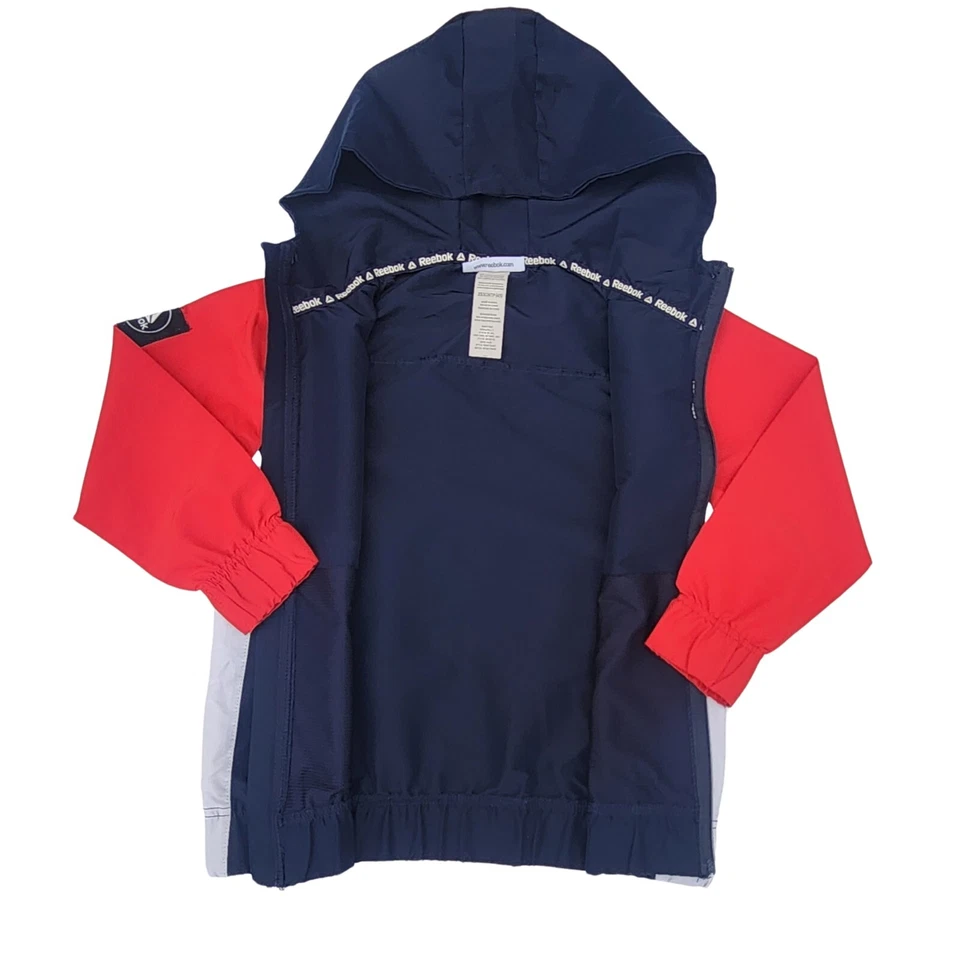 Chaqueta Reebok Niños Cremallera Luz Azul Marino y Rojo Reflectante Sudadera con Capucha Talla XS (4/5) Foto 4 de 4