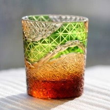 Whisky Glass Tumbler Japanese Style Edo Kiriko Drinkware Hand Cut To Clear 9oz