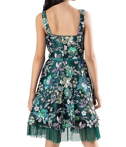 Rare Editions HUNTER Big Girls Sequin-Embellished Floral Mesh Fit Dress, US 16 - Picture 3 of 4
