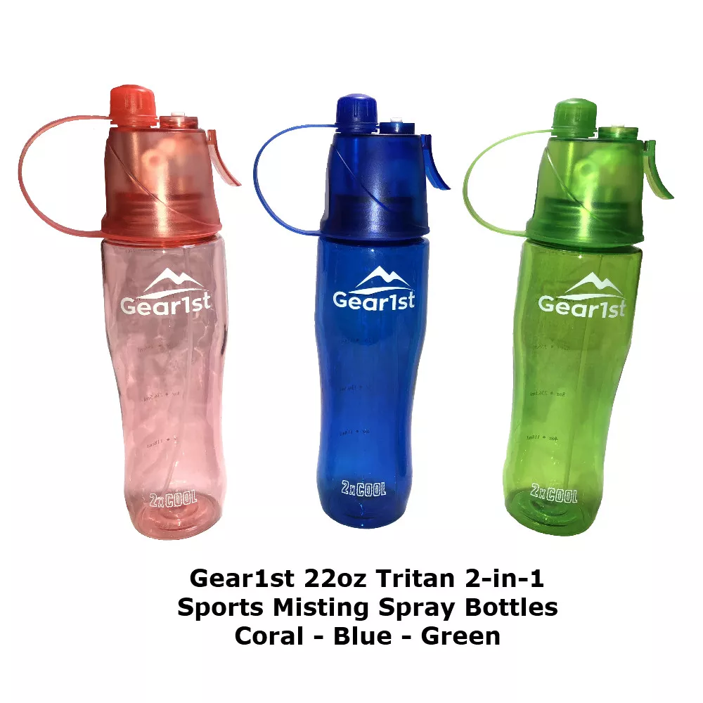 Sports Water Bottle With Refreshing Mist 22oz Biking Camping Hiking BPA  Free