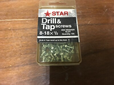 100 Count Box of 8-18 X 1/2'' Hex Head Drill/ Tap Screws Sheet Metal Screws
