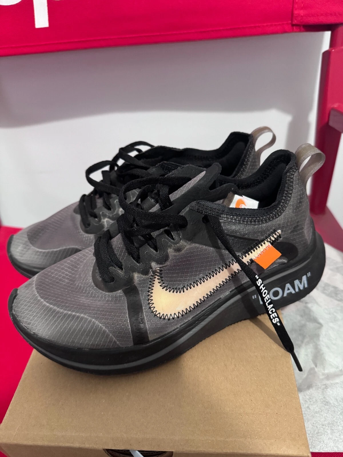 OFF WHITE X NIKE The 10 Nike Off White x Zoom Fly SP Black Size 4 Men’s Size 5.5 Women’s