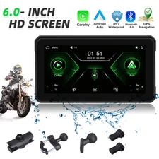 6 inch Portable Wireless Carplay Waterproof IPS Touch Screen BT For Motorcycle