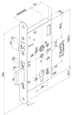 ASSA ABLOY effeff 509x702PZ-1 Panik Sicherheitsschloss DORMA NEU/OVP