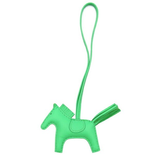 Authentic Hermes Rodeo PM Bag Charm Vert Comics Agneau Milo B Stamp Green NO BOX - Picture 3 of 6