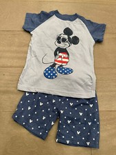 Disney Mickey Mouse 2 Piece Short Set, Blue/Patriotic/USA, Boy Size 4