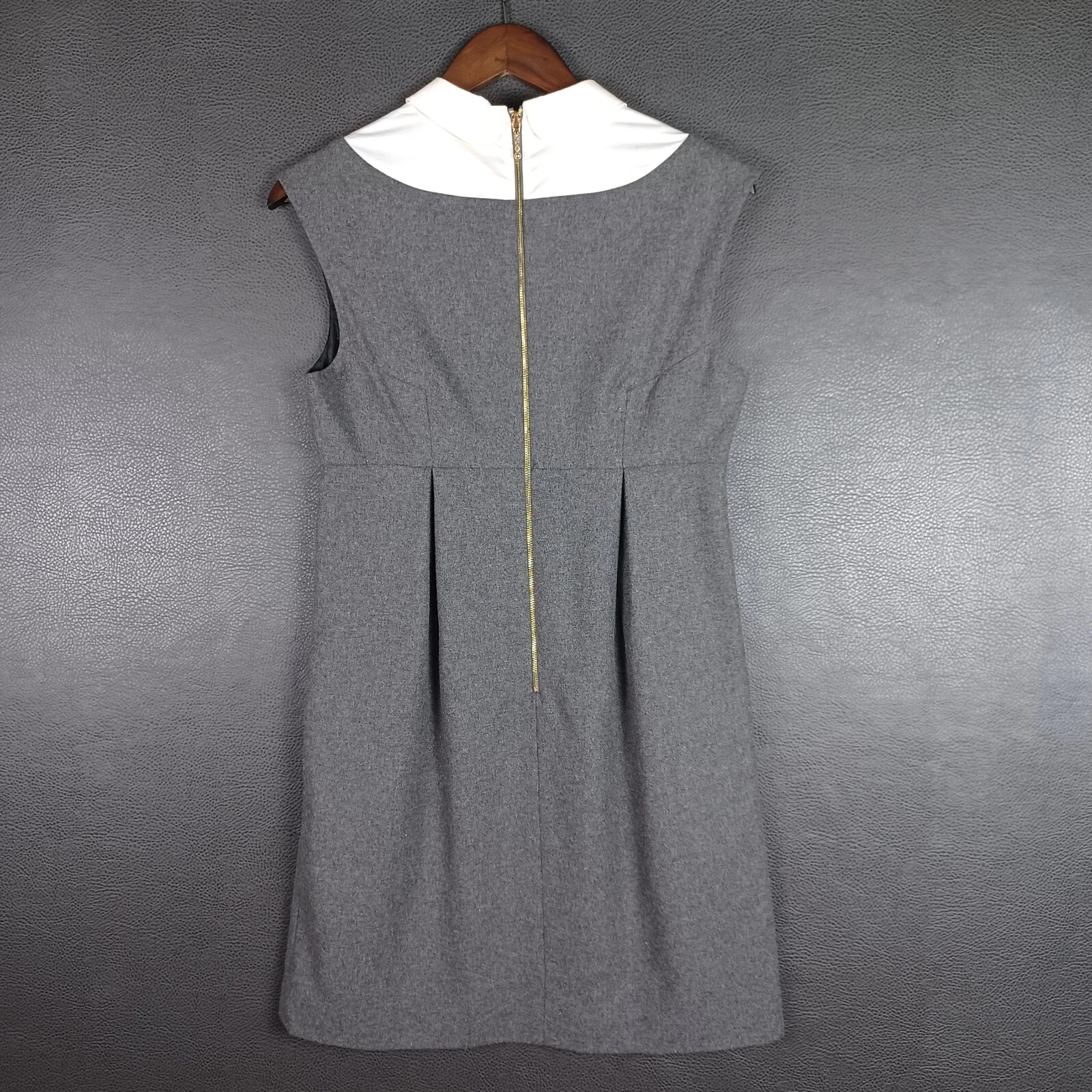 Abito donna Kate Spade 6 Peter Pan collo giogo misto lana twee retro tasche