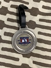 USED Pebble Beach Resort Golf Bag Tag- Silver w/ Black Leather Strap