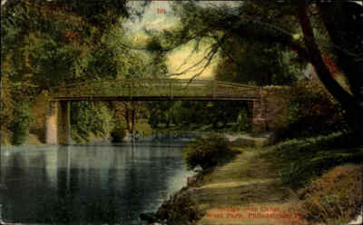 US Vintage Postcard 1911 PHILADELPHIA PA Bridge over Canal West Park Brücke USA
