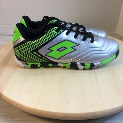 Lotto Youth Turf Cleats Silver Green Soccer Shoes Sz 4
