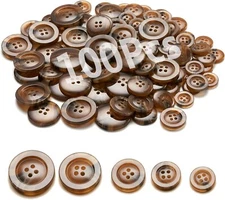 Sewing Buttons - Craft Buttons, 5 Sizes of 100 Pcs Versatile Buttons for Brown
