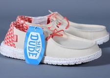 HEY DUDE WENDY YOUTH BATIC GEO TAN/CORAL Lightweight Slip-On GIRLS Shoe Sz YT5