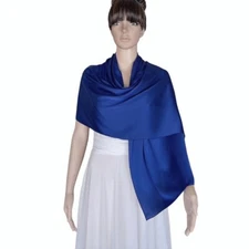 Royal Blue Silk Shawl. Handmade Silk Wrap  Scarf. Long  Scarf. Fashion Scarf.