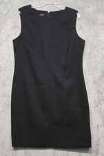 Talbots Dress Womens Size 16 Black Wool Blend Lined Career Casual Shift LBD