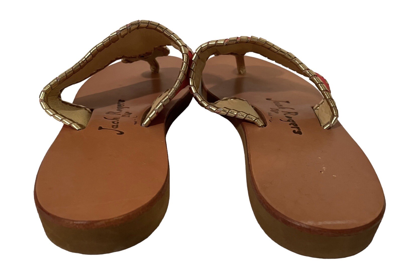 Jack Rogers Boating Jacks Coral Gold Woven Navajo Boating Thong Sandals