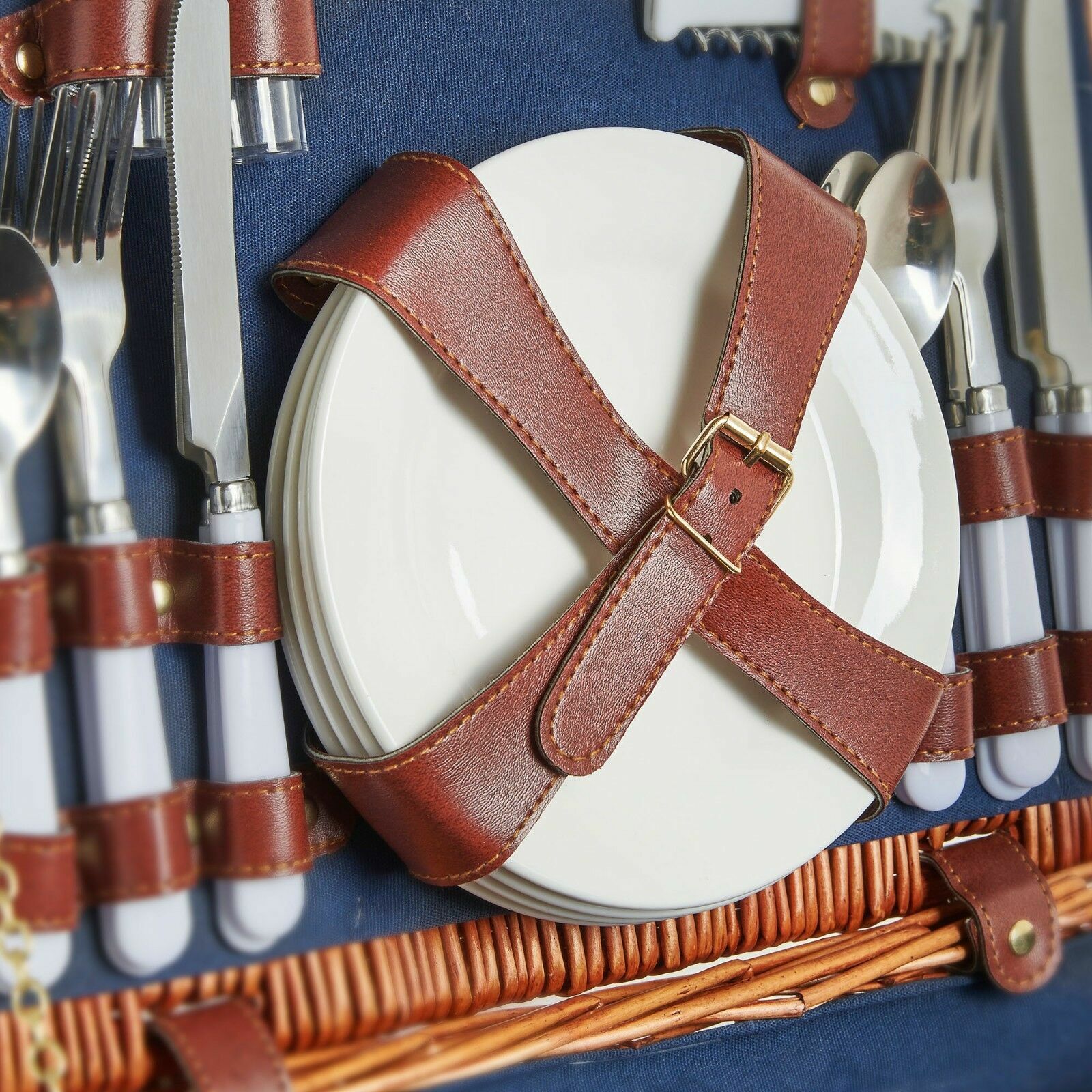 VonShef 4 Person Navy Wicker Hamper Basket for sale online eBay