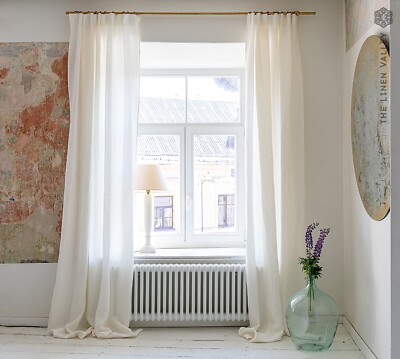 Off White Linen Curtain  Ivory White Linen drape Window drape