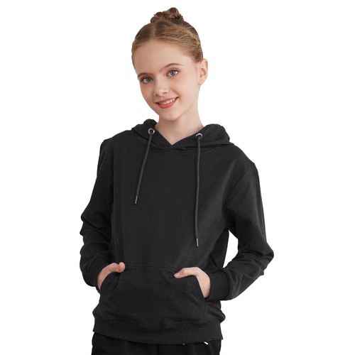 US Kids Girls Boys Plain Hooded Jumper Pullover Hoodie Unisex Sweatshirt Casual - Picture 34 of 64