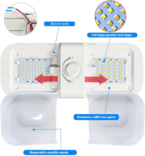 Plafoniera LED 12V per Camper E Auto, Luci Da Tetto Dimmerabili, 120 Leds, 3 Col - Foto 5 di 12
