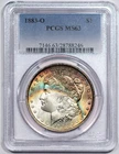 1883-O Morgan Dollars - PCGS MS-63 - Lovely Rainbow Toned