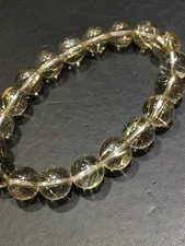 Natural Silver Rutilated Quartz Crystal Round Beads Bracelet 11mm AAA