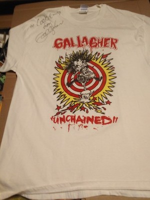 Gallagher Unchained White 2-Sided T-Shirt Size: XL Signed Comedian Tour