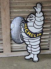 1950s Giant Vintage Michelin Tires Advertising Porcelain Dealership Sign 42x24