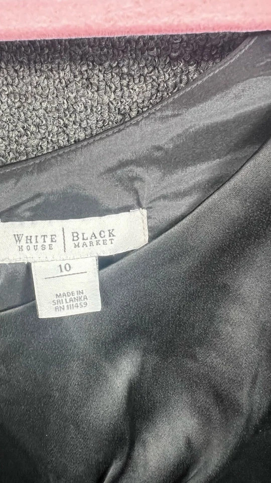 Vestido midi de satén para mujer White House Black Market 10 negro con cinturón sin mangas Foto 3 de 4