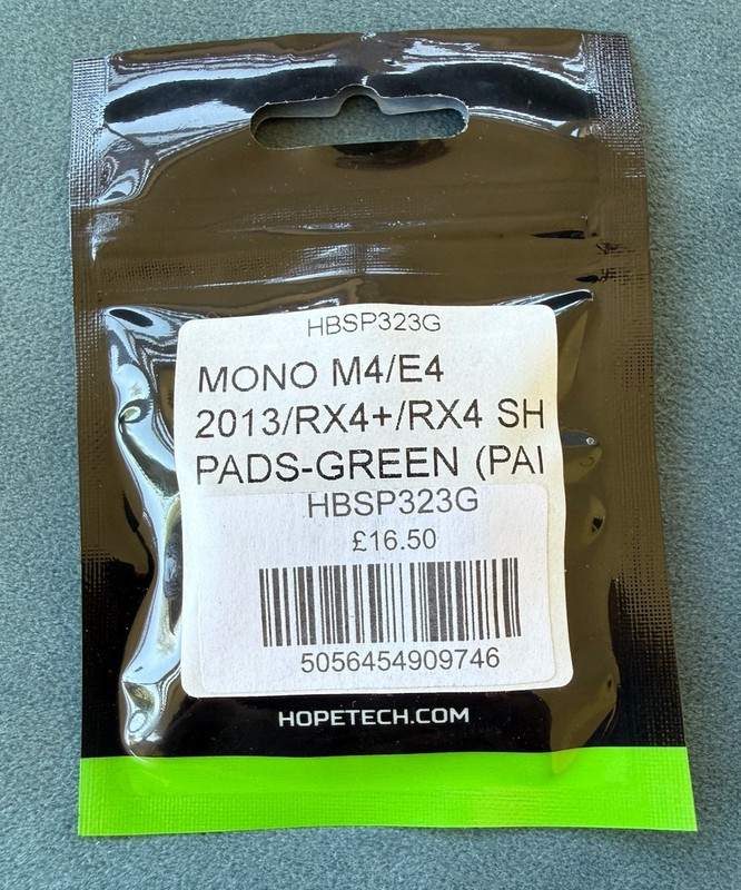 HBSP323G Hope Mono M4/E4/Rx4 Organic Green Disc Brake Pads