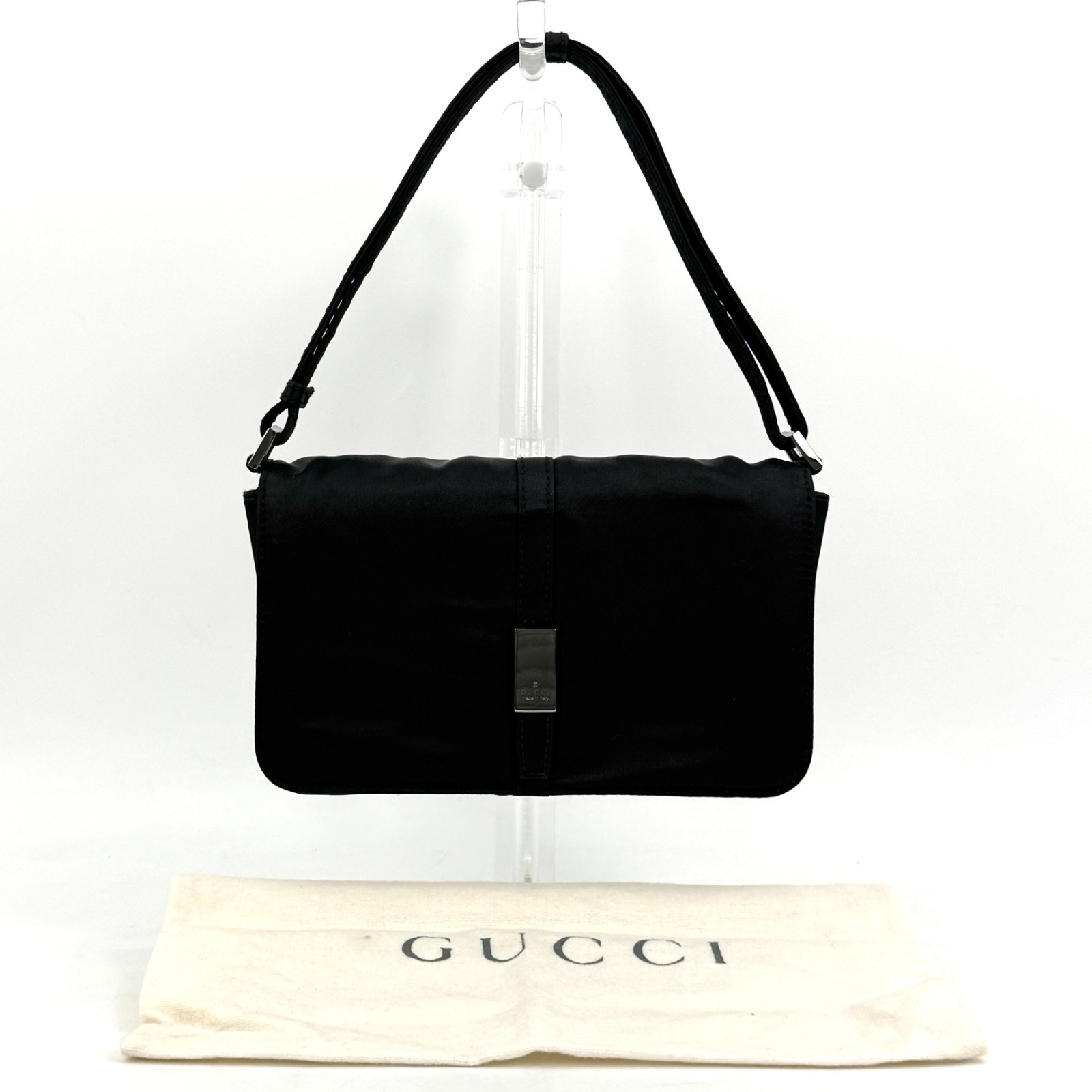 Shoulder Bag GUCCI Hand Bag Satin Black Made  Authentic-image